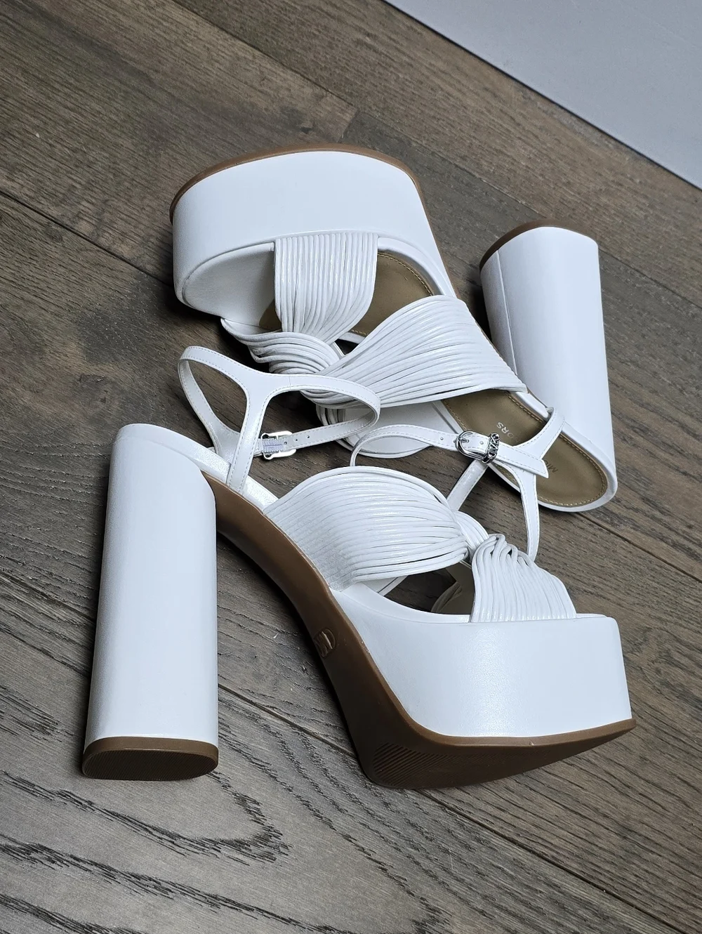 Michael Kors Alessia Strappy Platform Block Heel in White